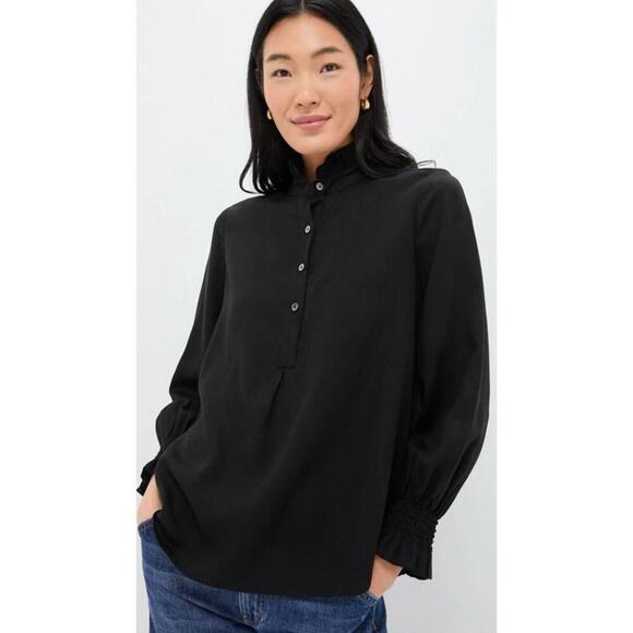 TUCKERNUCK Black COTTON Teagan Popover Blouse Top NWT Small S - Picture 1 of 4